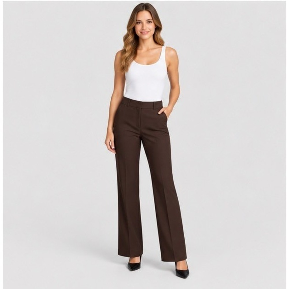Unknown Brand Womens 6 Brown Pants Trousers Straight Leg Office Siren Minimalist